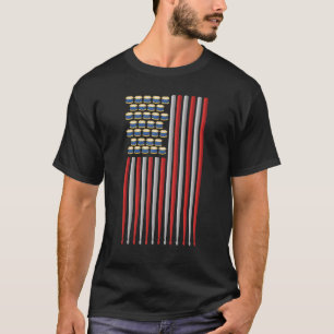 Usa Flag Drum Sticks Cool Patriotic American Drumm T-Shirt