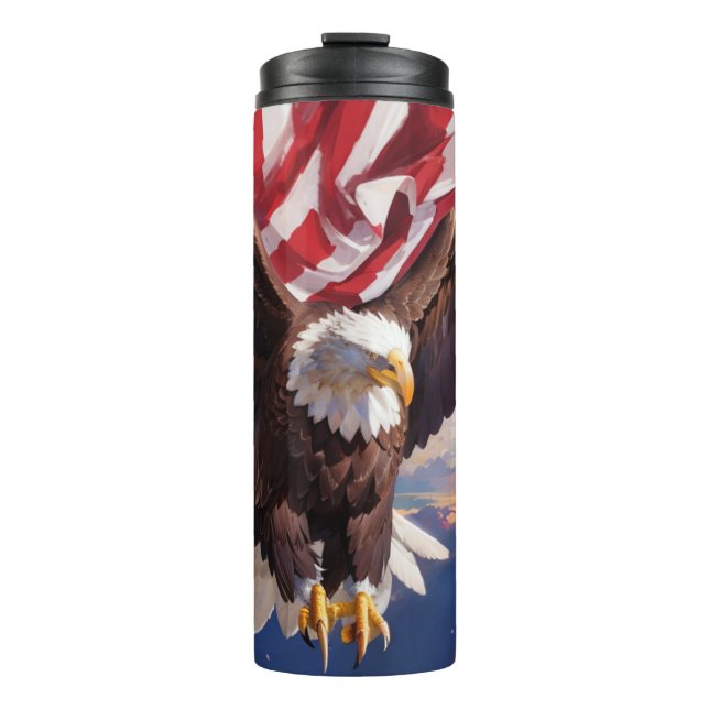 *~* USA Flag EAGLE Patriotic Sun Sky America AP16 Thermal Tumbler (Front)