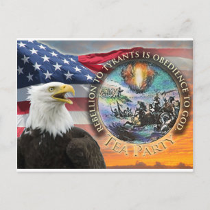 USA Flag Eagle Sunrise Tea Party Postcard