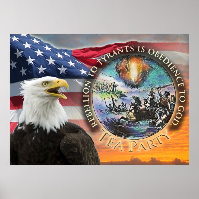 USA Flag Eagle Tea Party Poster (Front)