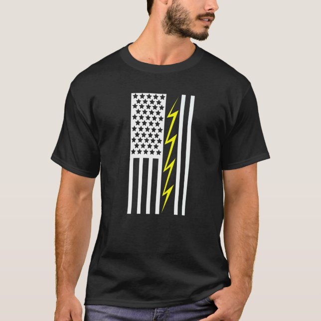 Usa Flag Electrical Electricity Engineering Electr T-Shirt (Front)
