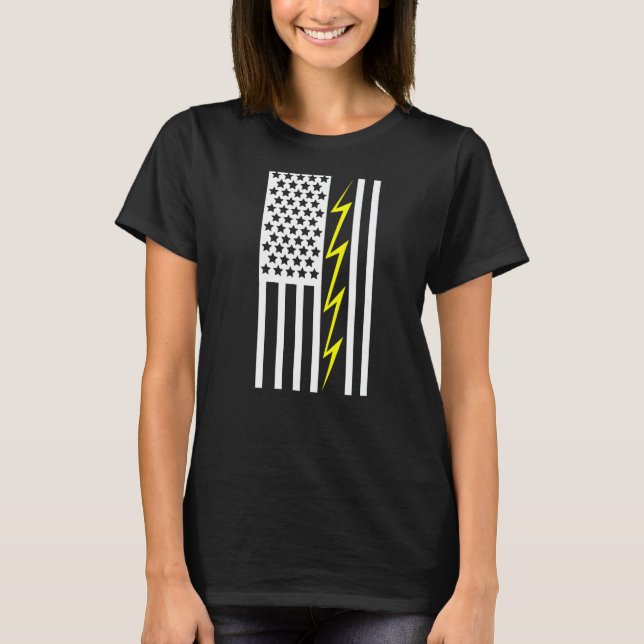 Usa Flag Electrical Electricity Engineering Electr T-Shirt (Front)