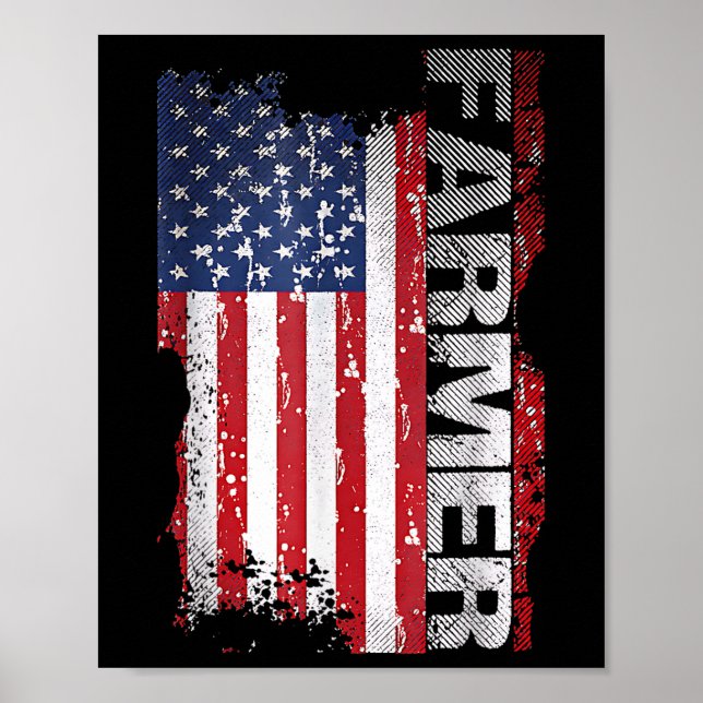 Usa Flag Farmer For 4th Of July  Poster (Front)
