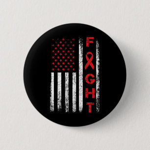 Usa Flag - Fight Heart Disease Awareness  6 Cm Round Badge