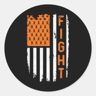 USA Flag Fight Leukaemia Cancer Awareness  Classic Round Sticker