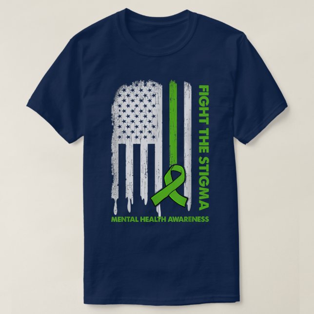 Usa Flag Fight The Stigma Mental Health Awareness  T-Shirt (Design Front)