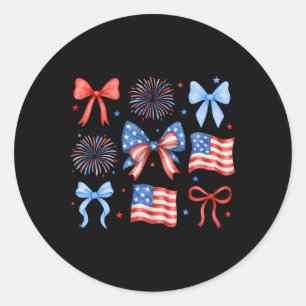 Usa Flag Fireworks Bows Patriotic 4th Of July Coqu Classic Round Sticker