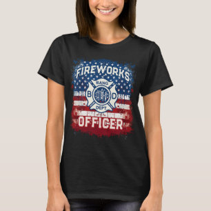 Usa Flag Fireworks Officer Safety Director Pyro Te T-Shirt