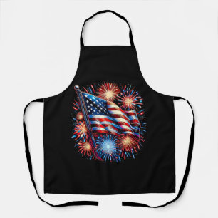 USA Flag Fireworks Patriotic Apron