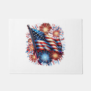 USA Flag Fireworks Patriotic Doormat