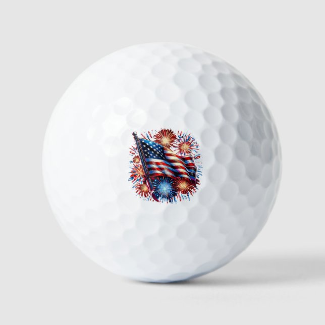 USA Flag Fireworks Patriotic Golf Balls (Front)