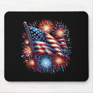 USA Flag Fireworks Patriotic Mouse Pad