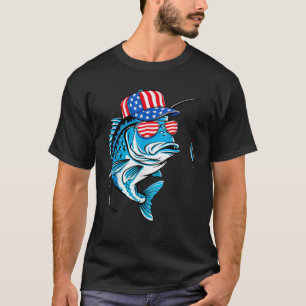 USA Flag Fisherman American Fishing Lover Fish 4th T-Shirt