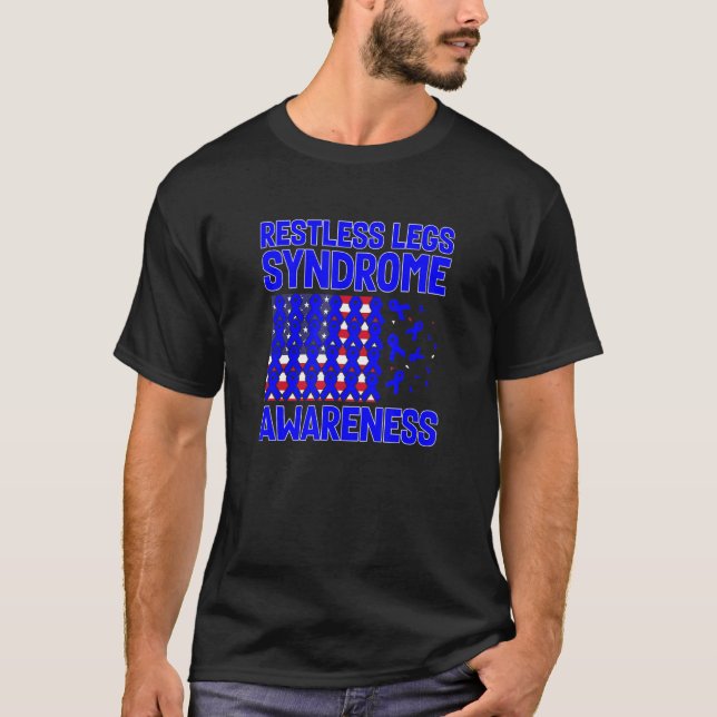 USA flag for Blue ribbons restless legs syndrome a T-Shirt (Front)