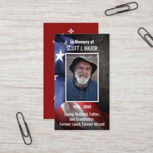 USA Flag Funeral Memorial Prayer Photo Card