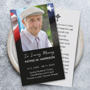 USA Flag Funeral Memorial Prayer Photo Card