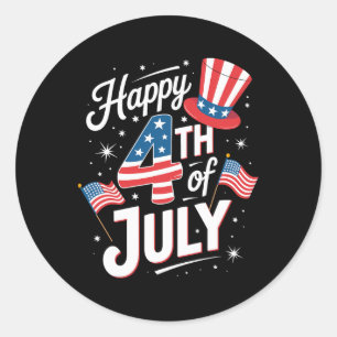 Usa Flag Funny Happy 4th Of July Outfits For Women Classic Round Sticker