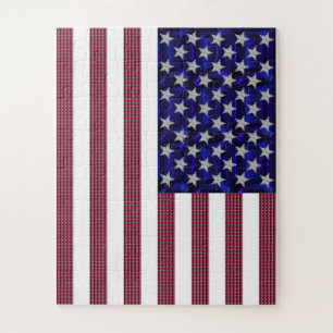 USA Flag Gemstone Art Jigsaw Puzzle