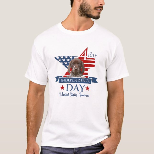 USA Flag German Shorthaired Pointer S, Dog 4Th Of T-Shirt (Front)