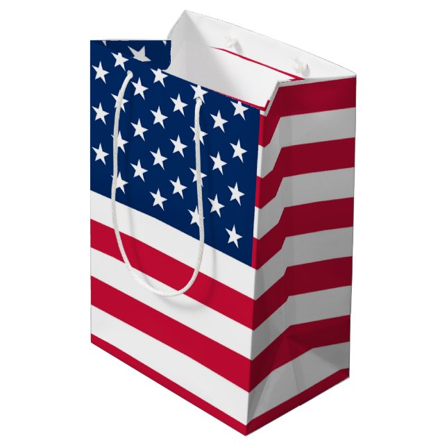 USA Flag Gift Bag Patriotic (Back Angled)