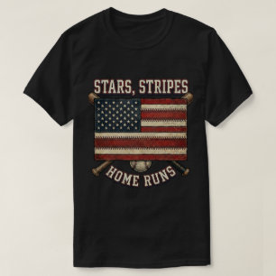 USA flag gift: Stars Stripes Home Runs Baseball  T-Shirt