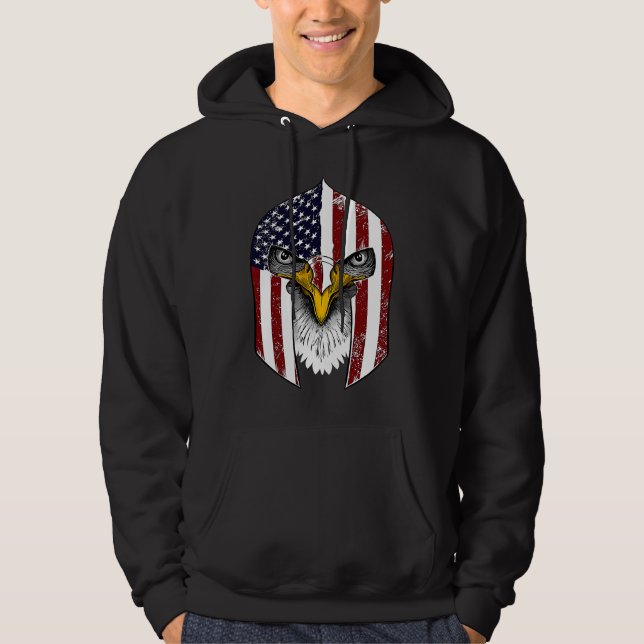 USA Flag Gladiator Helmet Declaration of Independe Hoodie (Front)
