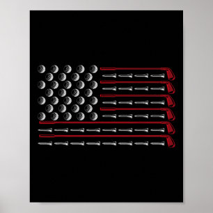 Usa Flag Golf Club Sport Gift America Golf Poster