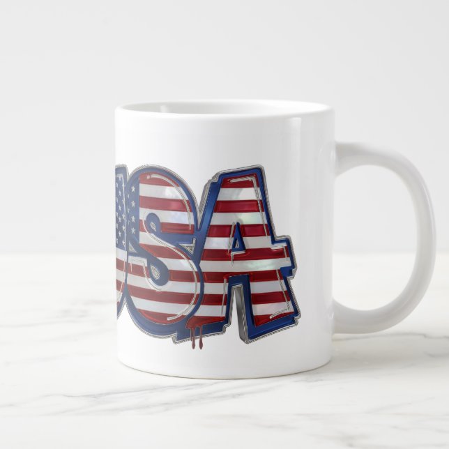 USA Flag Graffity Personalized Text Large Coffee Mug (Right)