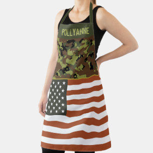 USA Flag Green Camo Custom Apron