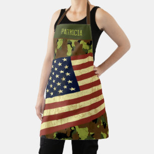USA Flag Green Camo Custom Apron