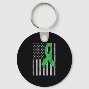 Usa Flag Green Family Ribbon Kidney Disease Awaren Key Ring