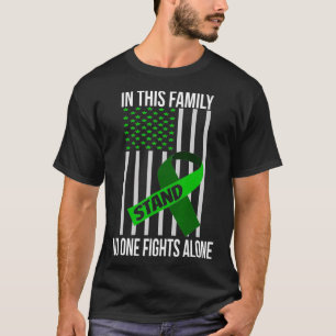 USA Flag Green Ribbon Kidney Disease Awareness Fa T-Shirt
