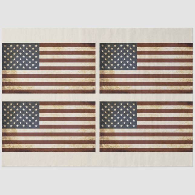 USA Flag Grunge 4 Decoupage Tissue Paper (Front)