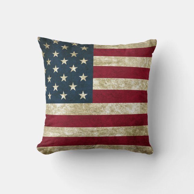 USA Flag Grunge Cushion (Front)