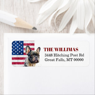 USA Flag Grunge French Bulldog Return Address Labe Label