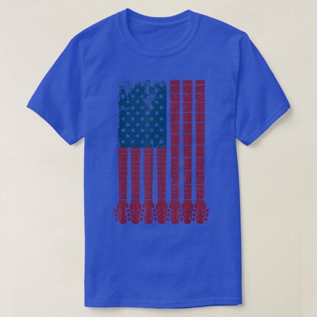 USA Flag Guitar Player Guitarist Musician Fourth O T-Shirt (Design Front)