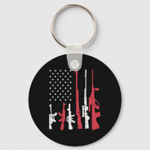 Usa Flag Guns Funny American Pride 4th Of July Pat Key Ring