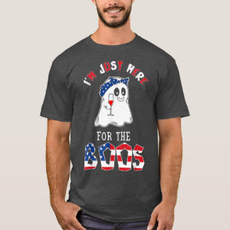 USA Flag Halloween Tee I'm Just Here For The Boos 