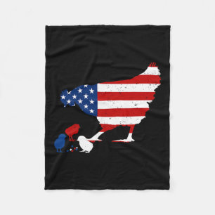 Usa Flag Happy 4th Of July Patriotic Farmer Fleece Blanket