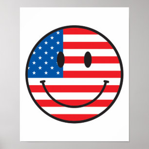 USA Flag Happy Face Poster