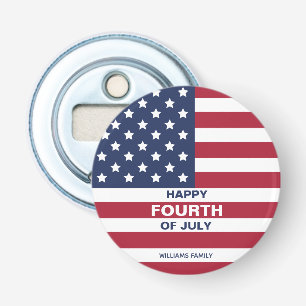 USA Flag Happy Fourth of July Custom Text Bottle Opener