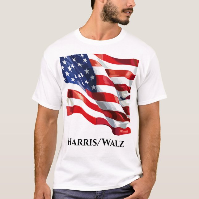 USA flag Harris/Walz T-Shirt (Front)