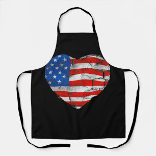 USA Flag Heart 4th July Red White Blue Stars Apron