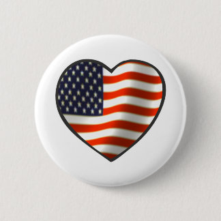 USA Flag Heart 6 Cm Round Badge