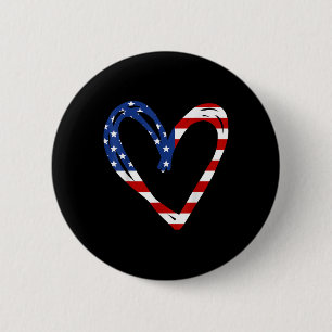 Usa Flag Heart American Patriotic Armed Forces 6 Cm Round Badge