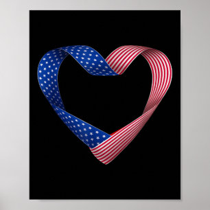 Usa Flag Heart American Patriotic Armed Forces Poster