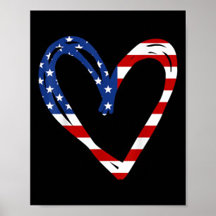 Usa Flag Heart American Patriotic Armed Forces Poster