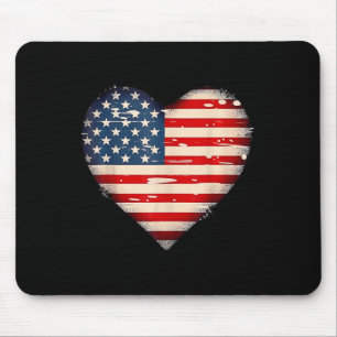 Usa Flag Heart American Patriotic Memorial Day Mouse Pad