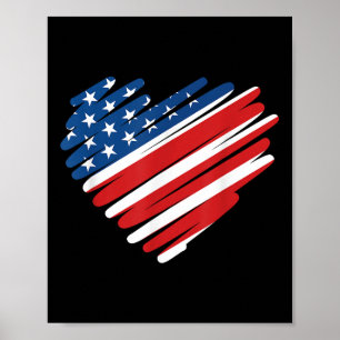 Usa Flag Heart American Patriotic Memorial Day  Poster
