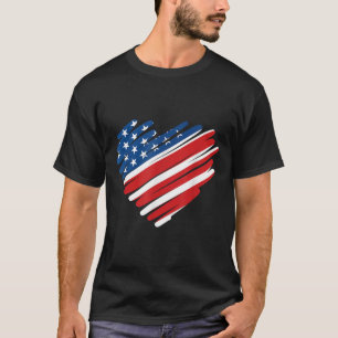 Usa Flag Heart American Patriotic Memorial Day T-Shirt